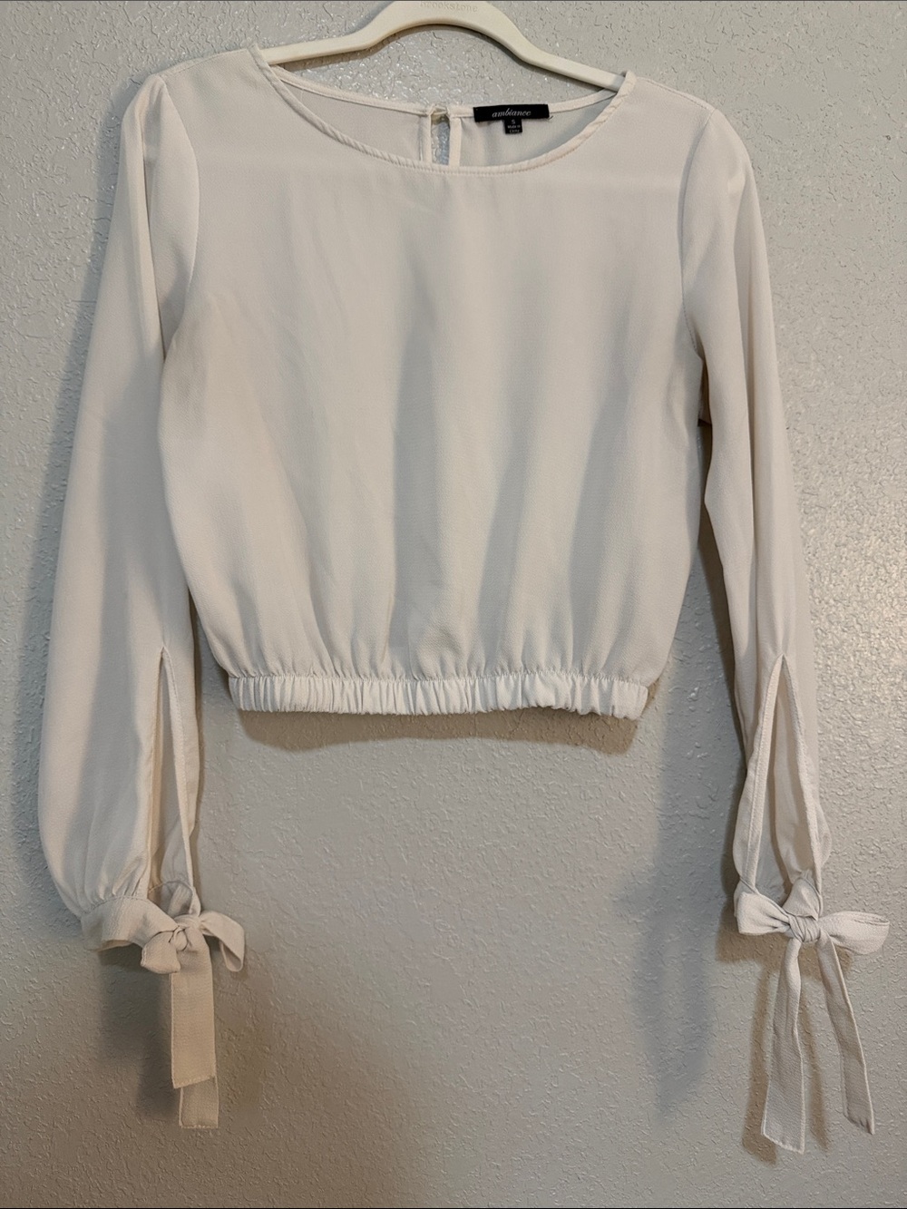 Ambiance Long-Sleeve Tie-Sleeve Crop Top